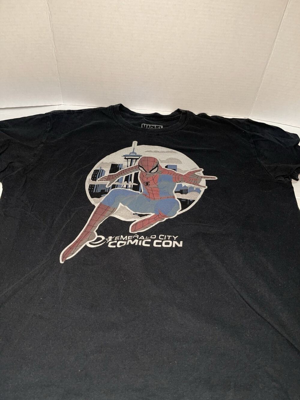 Marvel Emerald City Comic Con Spider Man Black T-Shirt Men’s Size XL